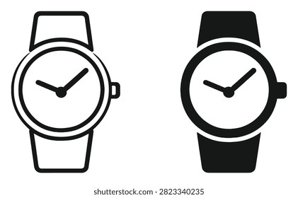watch wristwatch vector icon set for time and fashion design on transparent background