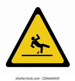 Watch Your Step, Beware Wet Floor Or Caution Slip Hazard Sign  ,yellow Triangle  Symbol Isolated On White Background , Illustration Vector