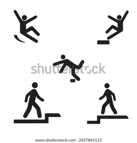 Watch Your Step Icon Signs  set