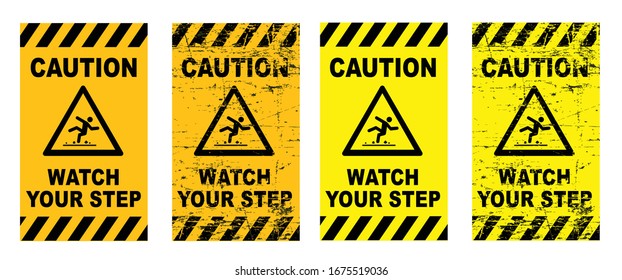 Watch your step Stop halt allowed Do not cross enter danger warning sign Vector attention forbidden caution, admittance signs No ban walking people stepping or run Highway road prohibited emergency 