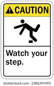 Watch your step warning sign and labels