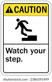 Watch your step warning sign and labels