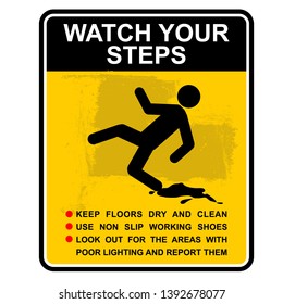 watch your steps, sign vector