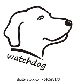 watchdog, black and white, vector silhouette
