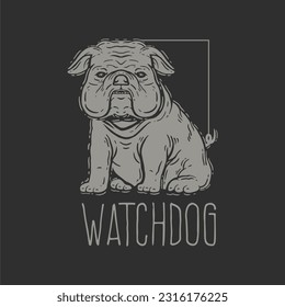 watchdog illustration hand drawn vector vintage for t shirt and apparel. watchdog symbol logo retro