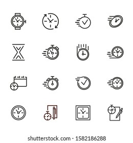 Watches and clock line icon set. Set of line icons on white background. Time concept. Vector illustration can be used for topics like sport, management
