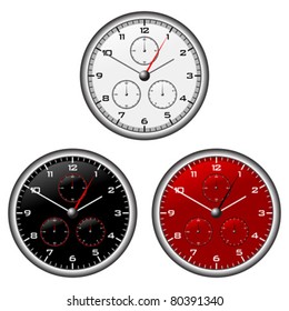 Watches dials with different face colours over white