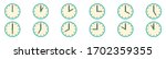 Watches with different times. Vector illustration. Clock vector icons. Clock icon isolated.