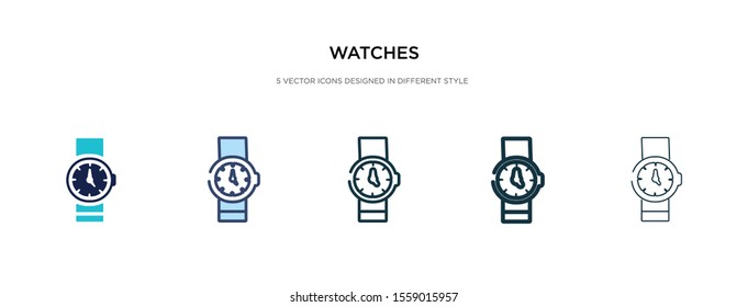 watches icon in different style vector illustration. two colored and black watches vector icons designed in filled, outline, line and stroke style can be used for web, mobile, ui