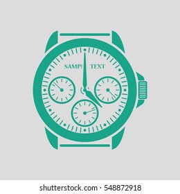 Watches icon. Gray background with green. Vector illustration.