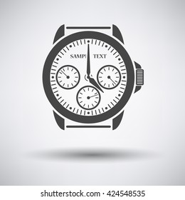 Watches icon on gray background with round shadow. Vector illustration. 