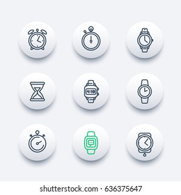 watches line icons set