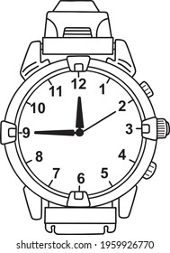 watches line vector illustration isolated on white background.