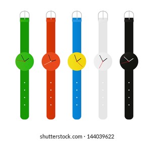 Watches set isolated on white background. Vector illustration.