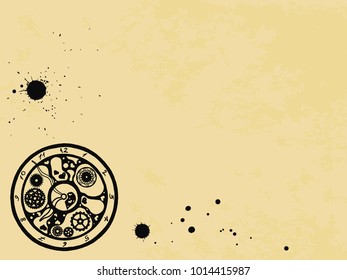 Watches in the Victorian style on old paper background, hand drawn. Vector illustration