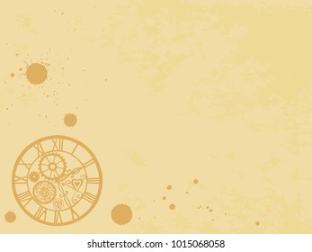 Watches in the Victorian style on old paper background, hand drawn. Vector illustration