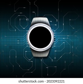 watchface vector. watchface image. chronograph vector. timepiece vector. smart watch black color with silicone band isolated