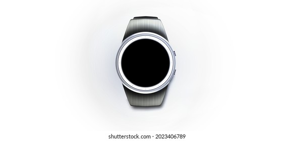 vector de relojería. imagen de mira. vector cronógrafo. vector de reloj. reloj inteligente color negro con banda de silicona presentación aislada