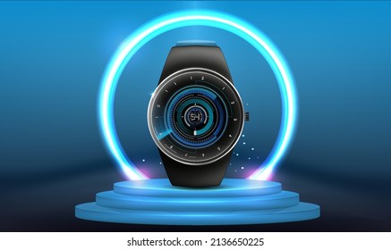 watchface vector. watchface image. chronograph vector. timepiece vector. smart watch black color with silicone band isolated