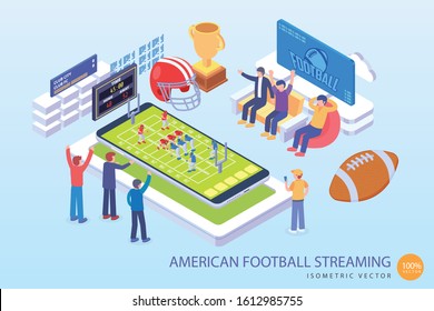 Watching American Football Streaming Vector Illustration 