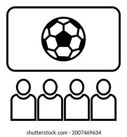 Watching Ball Games, Comment And Statistic Online With Large Screen Icon Vector Symbol Illustration