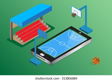 watching basketball online smartphone live concept