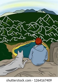 Watching a beautiful view with a friend