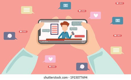 Watching blogger videos on phone likes comments