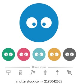 Sehen Sie Augen, feste, flache, weiße Symbole auf runden Farbhintergründen. 6 Bonussymbole sind im Lieferumfang enthalten.