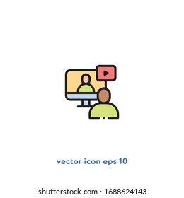 "Watching film" vector icon illustration. Ui/Ux. Premium quality.