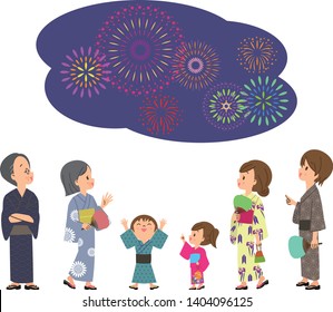 Watching fireworks with three generations