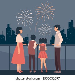 watching fireworks together with family