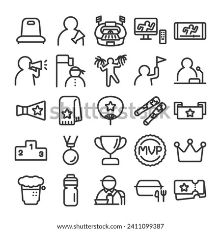 Watching the game cheering icon set