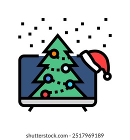 watching holiday movies color icon vector. watching holiday movies sign. isolated symbol illustration