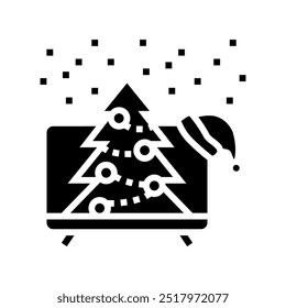 watching holiday movies glyph icon vector. watching holiday movies sign. isolated symbol illustration