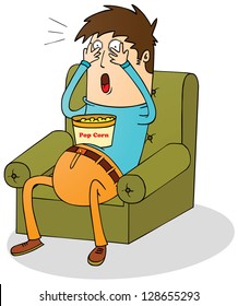 watching horror movie