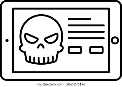 Watching Horror movie on Tablet PC Vector Line Icon Design, Halloween costume Symbol, Holiday Celebrations Sign, Saints Eve festivals Stock illustration, Fortune Telling App Concept, 