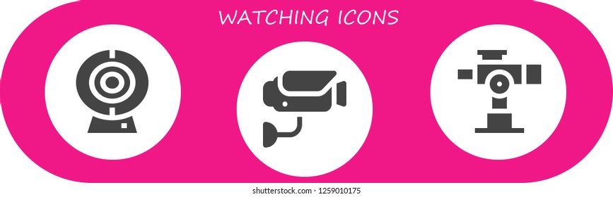  watching icon set. 3 filled watching icons. Simple modern icons about  - Cam, Surveillance, Telescope