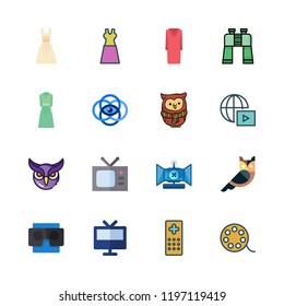 watching icon set. vector set about remote control, dress, stereoscope and owl icons set.