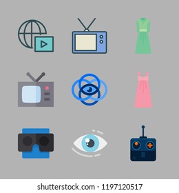 watching icon set. vector set about stereoscope, streaming, television and vision icons set.