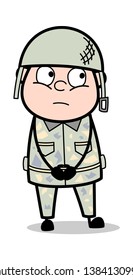 Watching Innocently - Cute Army Man Cartoon Soldier Vector Illustration