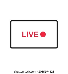 Watching live streaming on laptop illustration. Online webinar lesson. Vector on white background 