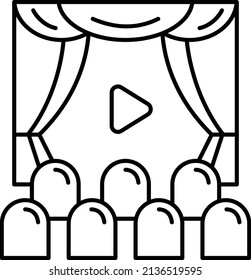 Watching Movies in cinema Vector Icon Design, American culture and traditions Symbol, United States Social Sign, US Arts and literature Stock illustration, Commercial theater Concept, 