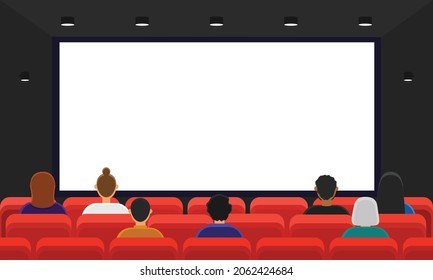 Watching movies on the screen in a theater