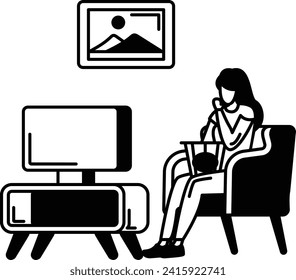 Watching movies for your mental health and serve as more than just a hobby or pastime Concept vector black icon design, Proactive Orientation symbol, Biographical Factors or Style of life Sign,