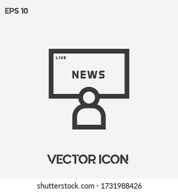"Watching News Program" vector icon illustration. Ui/Ux. Premium quality.
