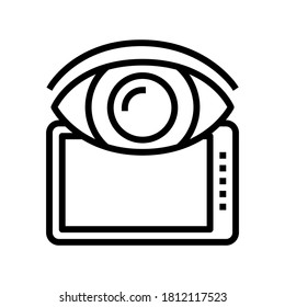 Beobachtung auf Tablet-Bildschirm Linie Symbol Vektorgrafik. Beobachtung auf Tablettenbildschirm. isoliertes Kontursymbol