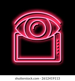 watching on tablet screen neon light sign vector. watching on tablet screen illustration