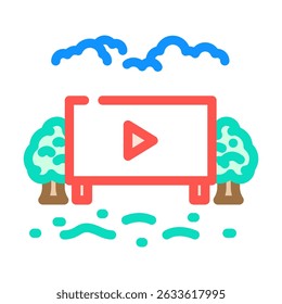watching outdoor movie summer spend time color icon vector. watching outdoor movie summer spend time sign. isolated symbol illustration