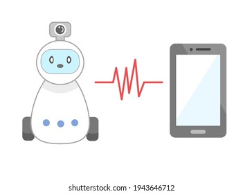 Watching robot and smartphone illustration
